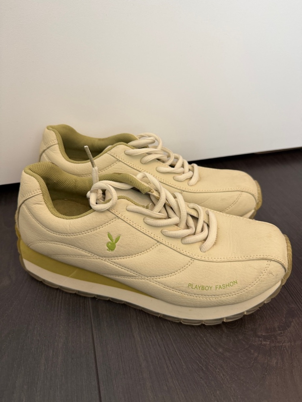 Playboy Fashion Cream & Olive Green Sneakers (AS IS)